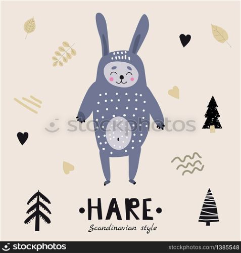 Fox cute funny character. Childish vector illustration in scandinavian style. Fox cute funny character.Childish vector illustration in scandinavian style flat design. Vector illusttration isolated concept for children print poster banner