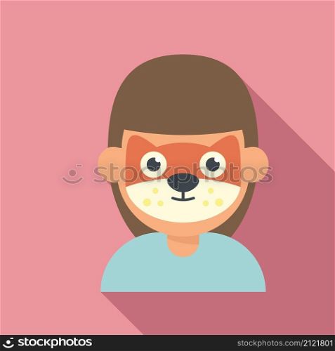 Fox face painting icon flat vector. Child paint. Animal mask. Fox face painting icon flat vector. Child paint