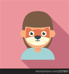 Fox face painting icon flat vector. Child paint. Animal mask. Fox face painting icon flat vector. Child paint