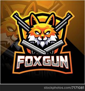 Fox gun esport mascot logo design