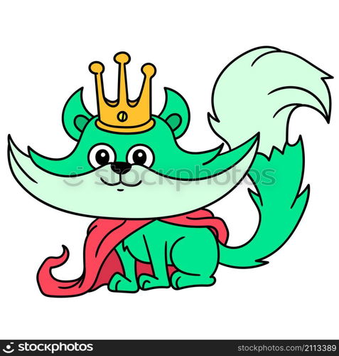 fox king emoticon in green with fancy robe