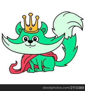 fox king emoticon in green with fancy robe