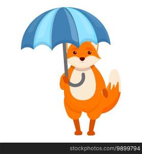 Fox rain umbrella icon. Cartoon of fox rain umbrella vector icon for web design isolated on white background. Fox rain umbrella icon, cartoon style