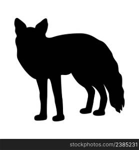 Fox silhouette vector isolated illustration. Forest wild animal image. Predator black outline. Fox silhouette vector isolated illustration