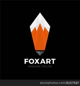 Fox tail art pencil and point map pin Royalty Free Vector