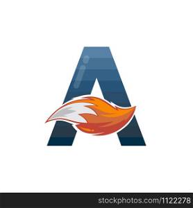 fox tail fire logo logotype alphabet initial letter design vector art illustration. fox tail fire logo logotype alphabet initial letter design vector art