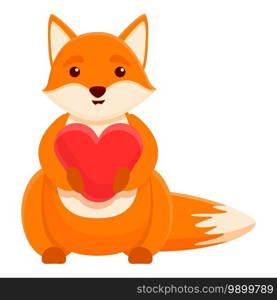 Fox with heart icon. Cartoon of fox with heart vector icon for web design isolated on white background. Fox with heart icon, cartoon style