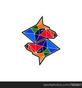 fox with polygon logo template