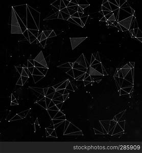 Fractal polygonal shapes connecting by lines with dots vector background. Fractal pattern network abstract, background polygon structure illustration. Fractal polygonal shapes connecting by lines with dots vector background