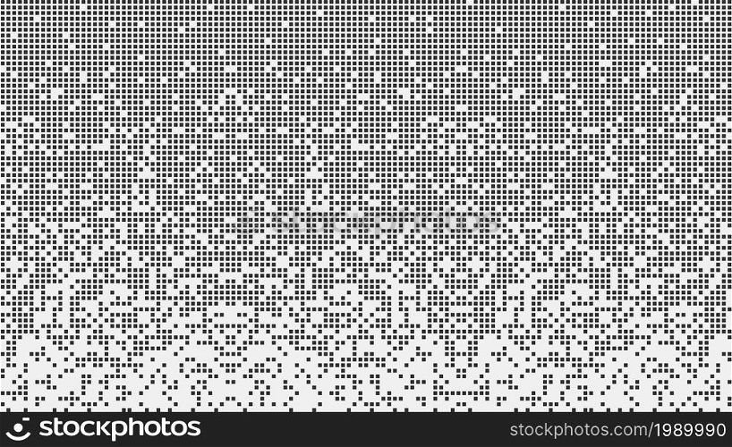 Fragmented matrix blocks falling down in black and white. It looks like a disk defragmenter or a tetris game. Horizontal vector background.. Fragmented matrix blocks falling down in black and white. It looks like a disk defragmenter or a tetris game. Horizontal vector.