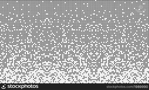 Fragmented matrix blocks falling down in black and white. It looks like a disk defragmenter or a tetris game. Horizontal vector background.. Fragmented matrix blocks falling down in black and white. It looks like a disk defragmenter or a tetris game. Horizontal vector.