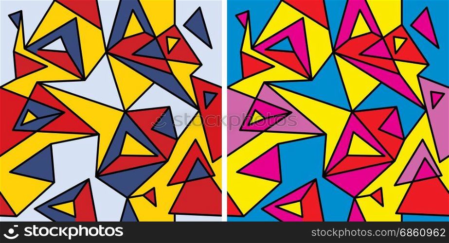 Fragments of the abstraction, cubism and pop-art (seamless pattern set #1)