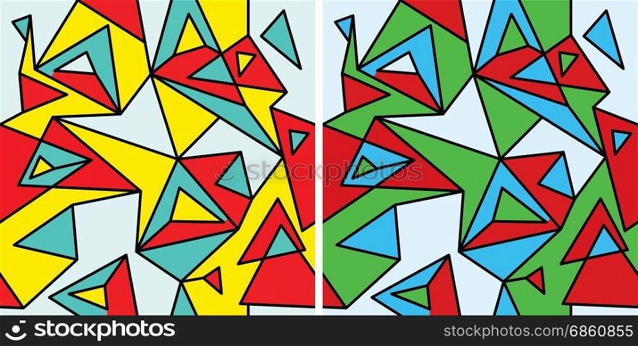Fragments of the abstraction, cubism and pop-art (seamless pattern set #2)
