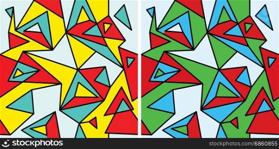 Fragments of the abstraction, cubism and pop-art (seamless pattern set #2)