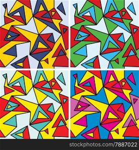 Fragments of the abstraction, cubism and pop-art (seamless pattern set)