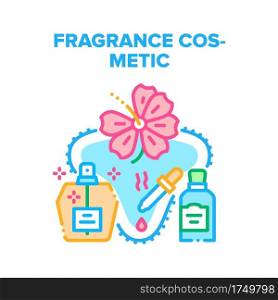 Fragrance Cosmetic Perfume Vector Icon Concept. Fragrance Cosmetic Bottle Spray And Flavor Essential Oil Package With Pipette. Natural Aromatic Liquid Product, Aroma Hygiene Lotion Color Illustration. Fragrance Cosmetic Perfume Vector Concept Color