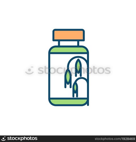 Fragrance oil RGB color icon. Soap making ingredient. Refreshing air and surroundings. Valuable remedy. Hair and skin care product. Isolated vector illustration. Simple filled line drawing. Fragrance oil RGB color icon