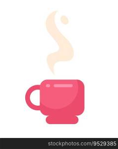 Fragrant steaming drink in coffee cup semi flat colour vector object. Coffee break. Editable cartoon clip art icon on white background. Simple spot illustration for web graphic design. Fragrant steaming drink in coffee cup semi flat colour vector object