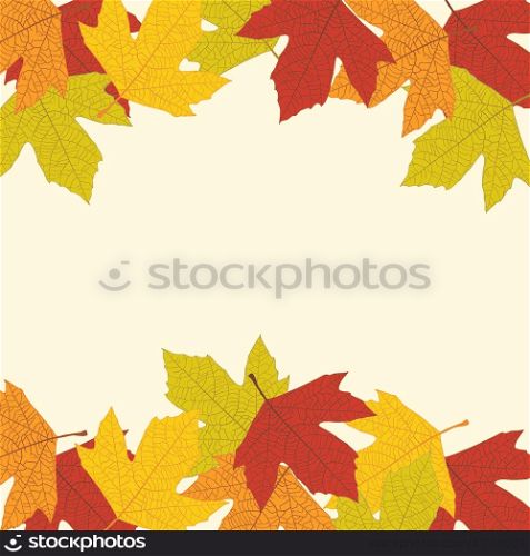 Frame - background, autumn multi-colored leave, with space for text . Square form. EPS10 vector.