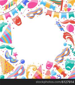 Frame Celebration background with carnival stickers and objects. Frame Celebration background with carnival stickers and objects - vector