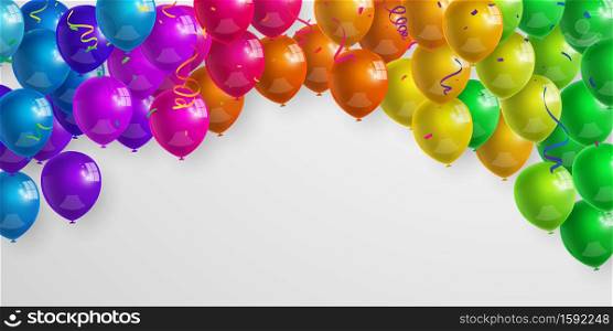 frame color balloons, confetti concept design template holiday Happy Day, background Celebration Vector illustration.