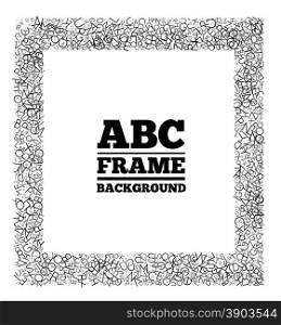 Frame created from the letters of different sizes. It can be used to design tests, polls, articles and other text infographics. Vector illustration