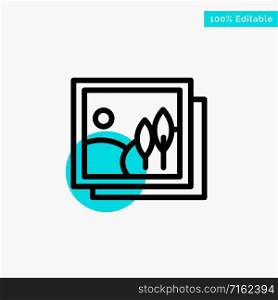 Frame, Gallery, Image, Picture turquoise highlight circle point Vector icon