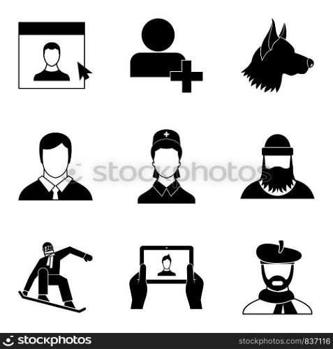 Frame icons set. Simple set of 9 frame vector icons for web isolated on white background. Frame icons set, simple style