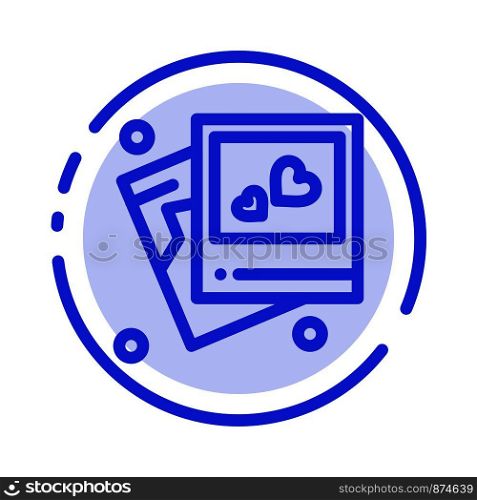 Frame, Love, Heart, Wedding Blue Dotted Line Line Icon