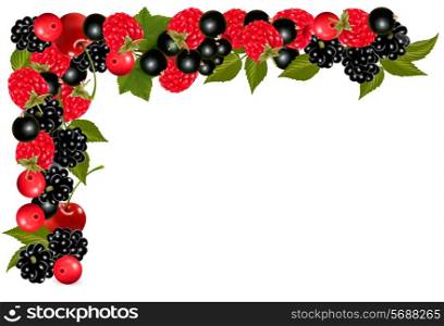 Frame made of fresh juicy berries. Vector.