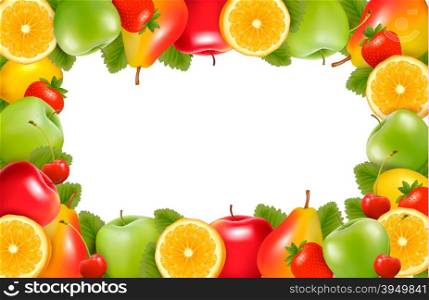 Frame made of fresh, juicy fruit. Vector.