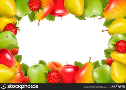 Frame made of fresh juicy fruit. Vector.