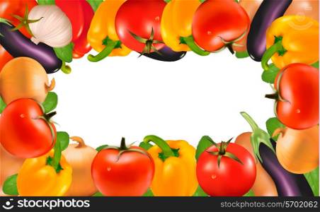 Frame made of vegetables. Vector illustration.