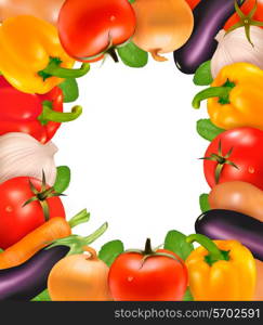 Frame made of vegetables. Vector illustration. . Frame made of vegetables. Vector illustration