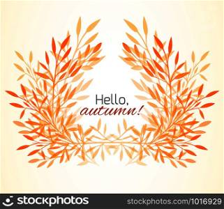 Frame of autumn leaves, plants and grass with space for text. Vector design element for cards, banners, scrapbooking and your design. Frame of autumn leaves, plants and grass with space for text. Ve