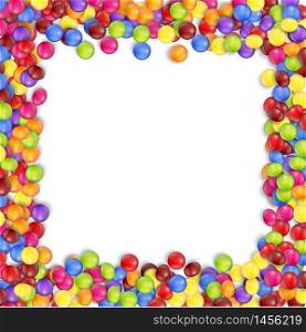 Frame of colorful candy on a white background.vector
