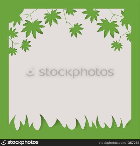 Frame of green leaves and green natural abstract background. paper art.