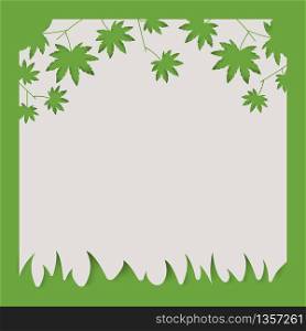 Frame of green leaves and green natural abstract background. paper art.