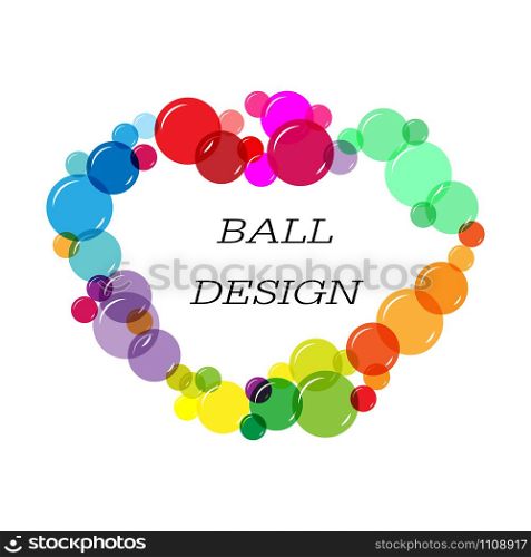 Frame of multi-colored balls for design with a place for text. Flat style. Isolated on a white background.