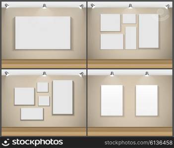 Frame on Wall for Your Text and Images Set, Vector Illustration EPS10