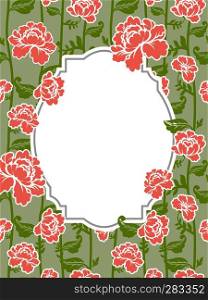 Frame rose Vintage background. Old flowers pattern