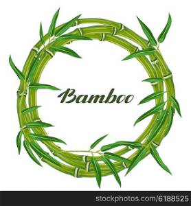 Frame with bamboo plants and leaves. Design for cards, flayers, brochures, advertising booklets.
