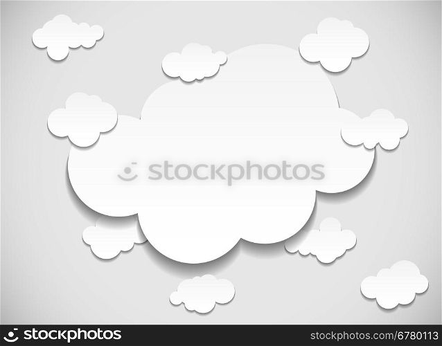 Frame with cut out white paper clouds