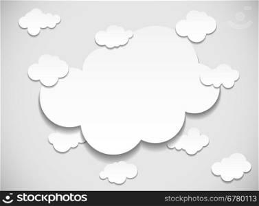 Frame with cut out white paper clouds