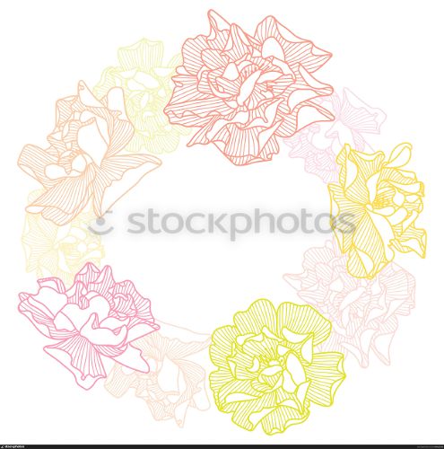 Frame with delicate roses. Beautiful decorative stylized summer flowers.. Frame with delicate roses.