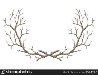Frame with dry bare branches. Decorative natural twigs. Autumn or winter illustration.. Frame with dry bare branches. Decorative natural twigs.