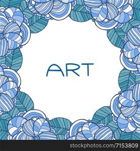 Frame with flowers pattern. Floral background for invitation decoration. Blue flowers borber. Frame with flowers pattern. Floral background for invitation decoration. Blue flowers borber.