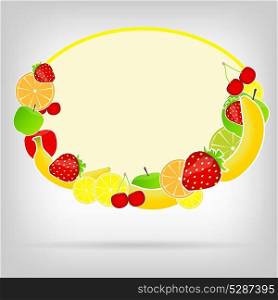 Frame with fresh fruits vector illustration