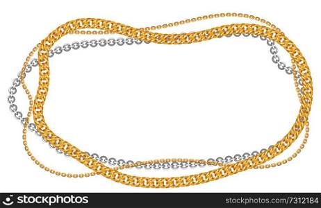 Frame with golden chains. Vintage luxury precious background.. Frame with golden chains.