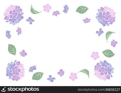 Frame with hydrangea flowers. Beautiful decorative plants. Natural illustration.. Frame with hydrangea flowers. Beautiful decorative plants.
